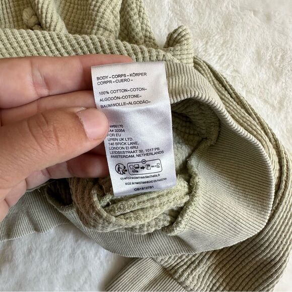 BDG Urban Outfitters Green Waffle Knit Zip Up Sweatshirt Size Small - Picture 8 of 10